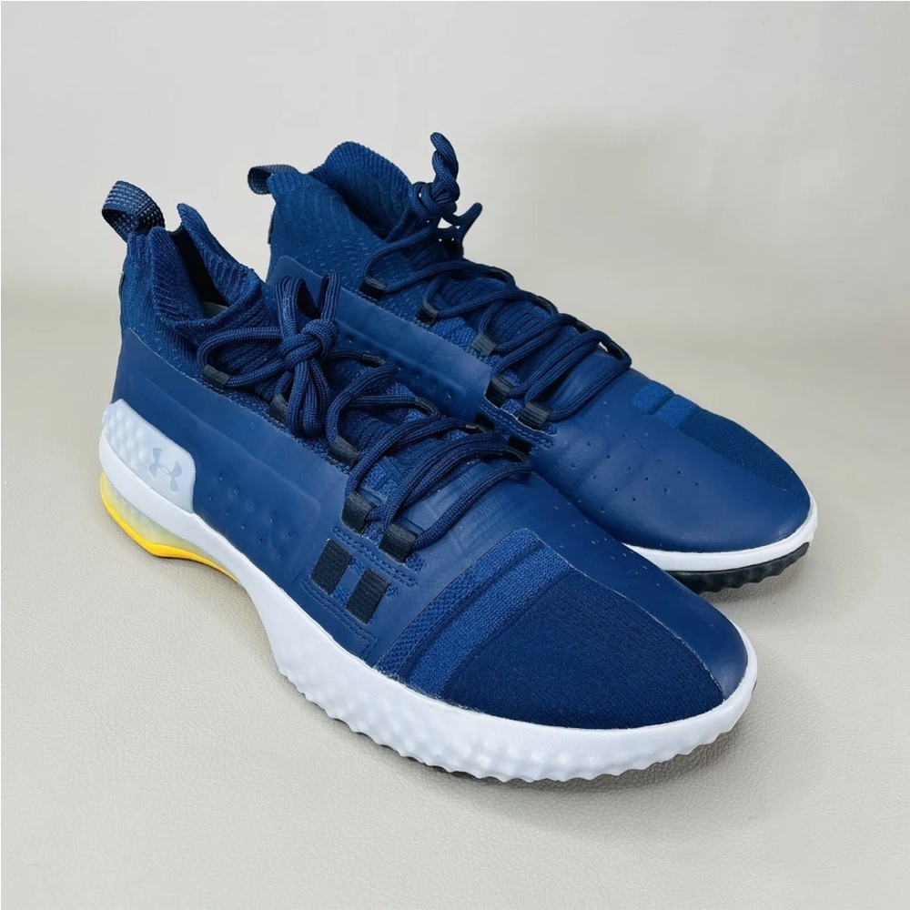 UNDER ARMOUR PROJECT ROCK 1 SNEAKERS NAVY/YELLOW HIGH TOP SHOES Size 11.5 MEN’S